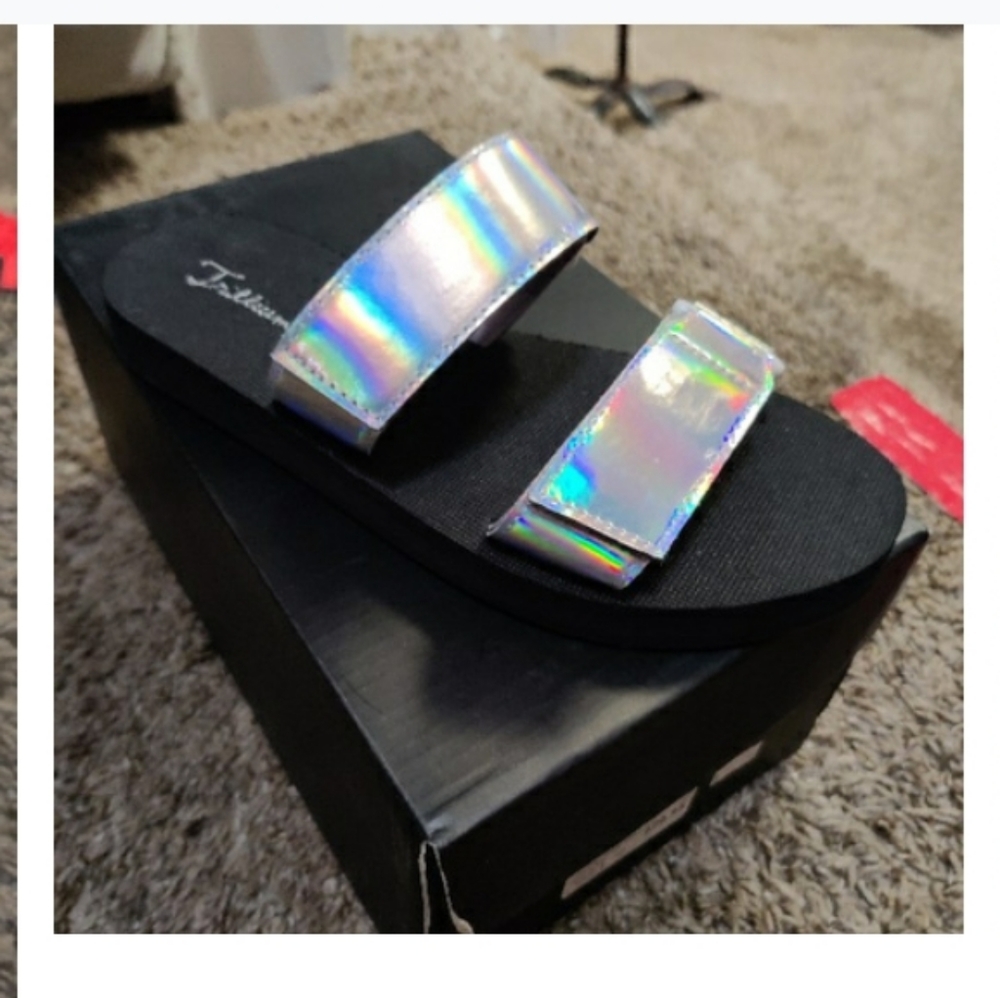 Trilliam iridescent two strap sandals